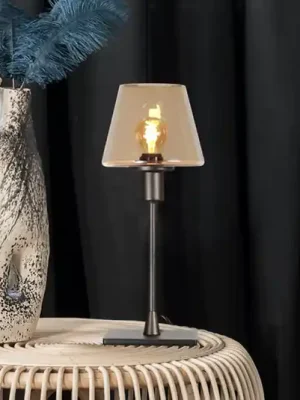 Cenový Hit Stolní lampa Ancilla hnědá/jantarová, 33 cm, kov, sklo, E14