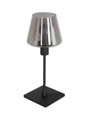 Stolní lampa Ancilla, černá/kouřová, 33 cm, kov, sklo, E14 Výhodná Nabídka