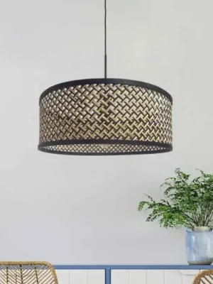Akční Cena Závěsné světlo Sparkled Light, pletivo černé/dřevo