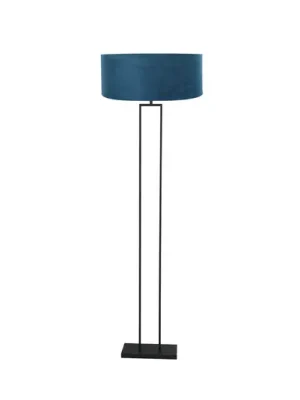 Stojací lampa Stang, černá/modrý velur, výška 160 cm, E27 Rychlé Dodání