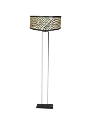 Stojací lampa Stang, černá/černý pletený stínidlo/dřevo Přímo Od Výrobce