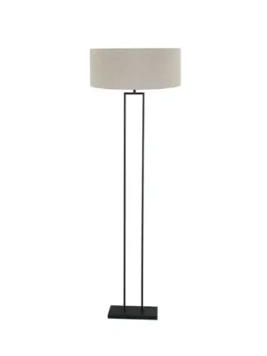 Stojací lampa Stang, černá/plátno v barvě bahna, výška 160 cm, E27 Autentický