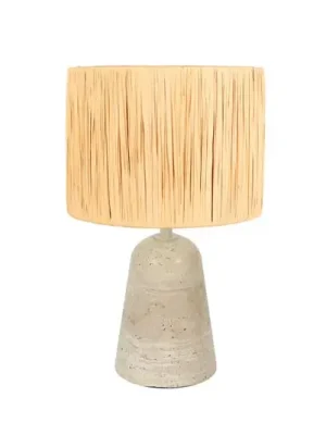 Akční Cena Stolní lampa Travino, výška 34 cm, travertin, mořská tráva, E27