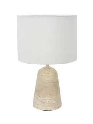 Stolní lampa Travino, výška 34 cm, travertin, plátno, E27 Speciální Cena