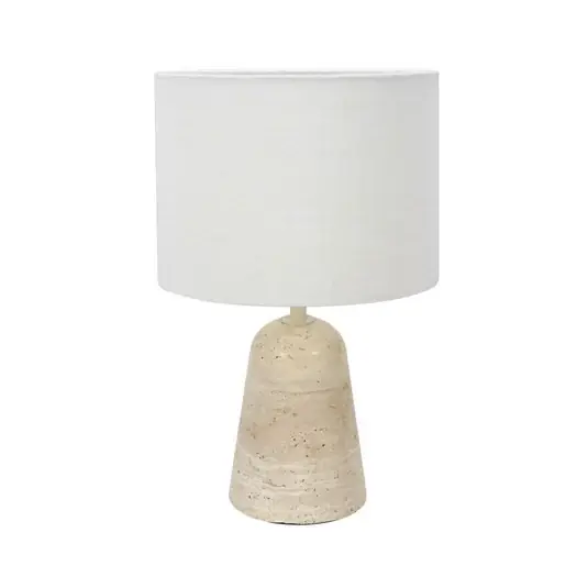 Stolní lampa Travino, výška 34 cm, travertin, plátno, E27 Speciální Cena