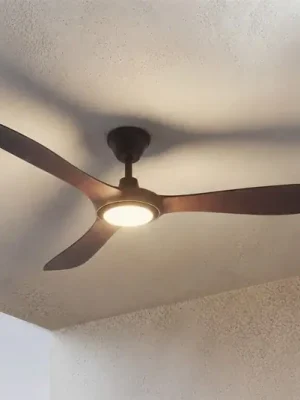 Venkovní stropní ventilátor Lucande LED Winrod, tmavé dřevo, stmívatelné Tovární Cena