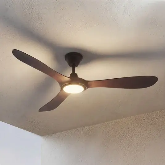 Venkovní stropní ventilátor Lucande LED Winrod, tmavé dřevo, stmívatelné Tovární Cena