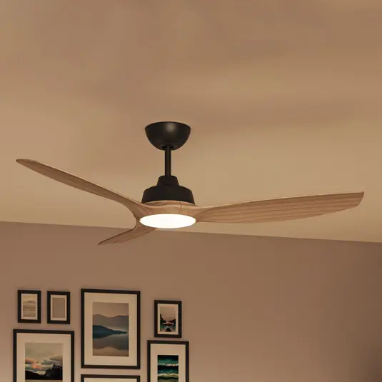 Aktuální Ventilátor Philips LED Olas, průměr 132 cm, dřevo/černá, CCT, DC