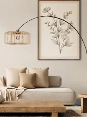 Časově Omezené Stojací lampa Sparkled Light, černá/přírodní bambus, 240 cm
