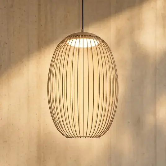 Nová Kolekce Venkovní závěsné LED svítidlo Lucande Richi, béžové, Ø 35 cm, stmívatelné