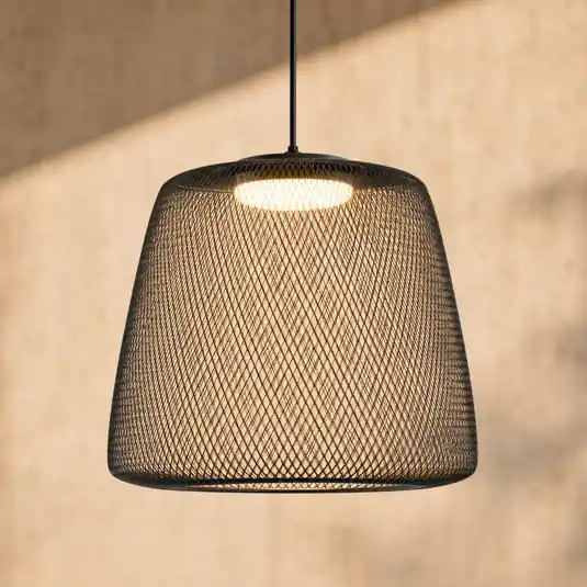 Nová Kolekce Venkovní závěsná LED lampa Lucande Korvyn, černá, Ø 50 cm, stmívatelné