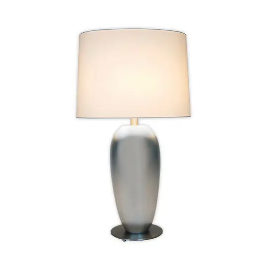 Stolní lampa LAMBDA OVAL, stříbrná/écru, výška 77 cm, keramika, E27 Nejlepší Volba