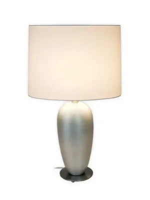 Stolní lampa OMEGA OVAL, stříbrná/bílá, výška 65 cm, keramika, E27 Zlevněný