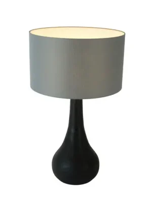 Novinka Stolní lampa RODOLFO, černá/šedá, výška 63 cm, dřevo/chintz