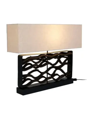 Stolní lampa TREMITI NERO černá/béžová, výška 67 cm, dřevo/textil Vrácení Zdarma