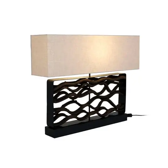 Stolní lampa TREMITI NERO černá/béžová, výška 67 cm, dřevo/textil Vrácení Zdarma