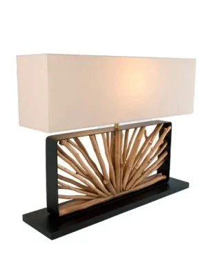 Stolní lampa MONTE ISOLA, přírodní/béžová, výška 67 cm, dřevo/textil Nízká Cena