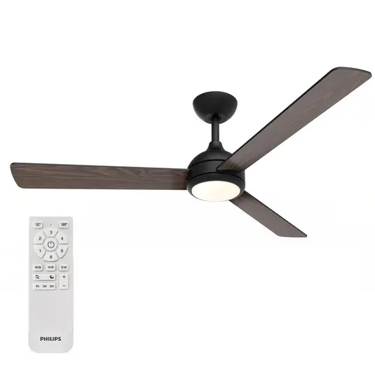Stropní ventilátor Philips LED Civx, černý/hnědý, DC, tichý Must-Have