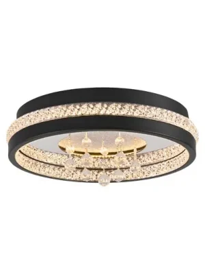 LED stropní svítidlo Hanni, černé, železo, hliník, krystalový vzhled Odeslání Ihned