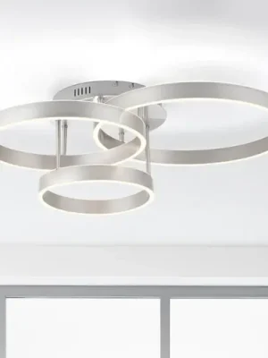 LED stropní svítidlo Lilluti, stříbrné, železo, hliník, 3 kruhy Jen Po Omezenou Doba