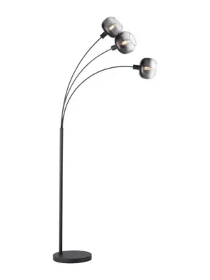 Stojací lampa Zea, 3 žárovky, kouřově šedá/černá, sklo, E14 Nová Kolekce