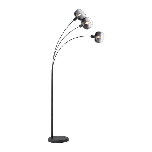 Stojací lampa Zea, 3 žárovky, kouřově šedá/černá, sklo, E14 Nová Kolekce