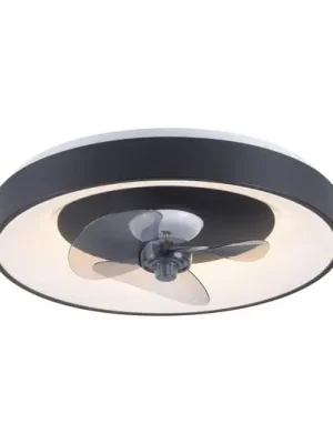 Sleva LED stropní ventilátor Venika, černý CCT, s dálkovým ovládáním, Ø 48,6 cm