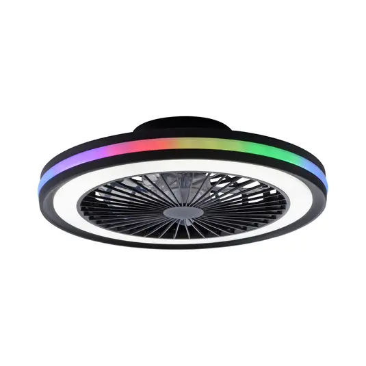 Nakupujte Hned LED stropní ventilátor Brandon, černý, RGBW, CCT, Ø 46,5 cm