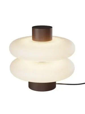 Bezpečná Platba LED stolní lampa Nuvem, hnědá, opálové sklo, výška 15 cm, stmívač