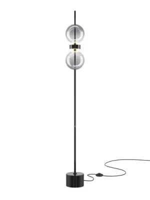 Akce LED stojací lampa DOUBLE MOON, černá/kouřově šedá, výška 146 cm