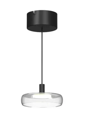 LED závěsné světlo FLOAT, čiré/černé, Ø 20 cm, sklo/kov Výprodej