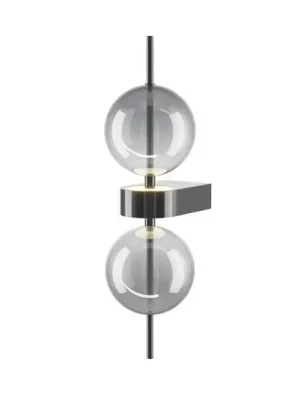 Rychlé Dodání LED nástěnné světlo DOUBLE MOON, kouřově šedé, výška 43 cm, sklo