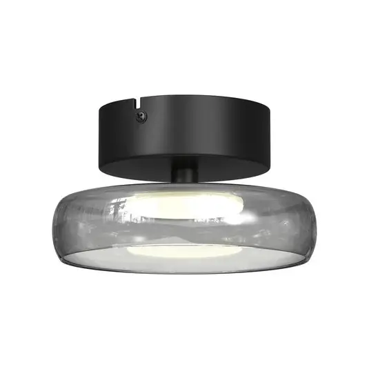 Aktuální LED stropní svítidlo FLOAT, šedá/černá, Ø 20 cm, sklo/kov
