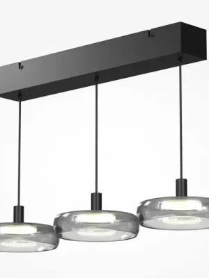 Bezpečná Platba LED závěsné světlo FLOAT, šedá/černá, 3 žárovky, 68 cm, sklo/kov