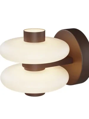 Rychlé Dodání LED nástěnné světlo Nuvem, hnědé, opálové sklo, výška 15 cm, stmívatelné