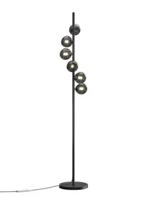 Nakupujte Hned Stojací lampa Dallas, černá/černá, výška 150 cm, 6 žárovek, stmívač stmívatelný
