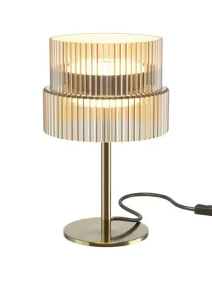 Levný LED stolní lampa SCALA, hnědá/bronzová, výška 24 cm, sklo, stmívač
