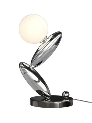 LED stolní lampa RESONANCE, platinová/opálová, 37 cm, kov/sklo, stmívatelné Expresní Doručení