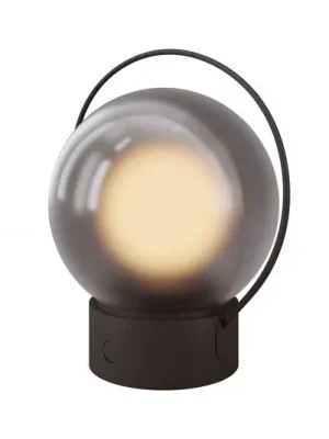 LED stolní lampa Elyra na akumulátor, hnědá, výška 20 cm, IP54, s stmívačem Poslední Šance