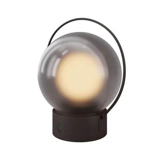 LED stolní lampa Elyra na akumulátor, hnědá, výška 20 cm, IP54, s stmívačem Poslední Šance