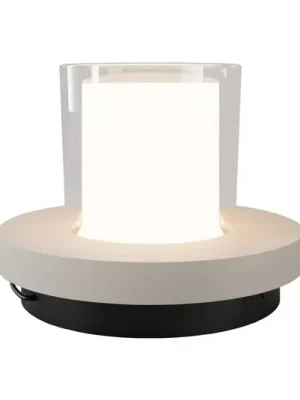 LED stolní lampa Lantra s LED diodami, bílá, výška 10 cm, IP44, s stmívačem jasu Výhodná Nabídka