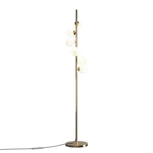 Stojací lampa Dallas, zlatá/bílá, výška 150 cm, 6 žárovek, stmívač Omezená Nabídka