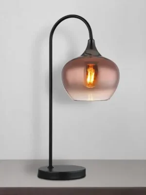 Expresní Doručení Stolní lampa Maxy, měď/černá, sklo, výška 54 cm, E27