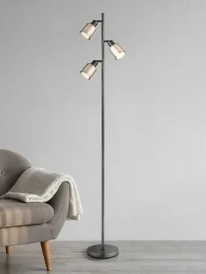 Stojací lampa Villegas, černá/šedá, sklo, 161 cm, 3 žárovky, E14 Značkový