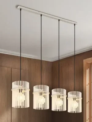Objednat Nyní Závěsné světlo Gorley, bílé/pískové, sklo, 110 cm, 4 žárovky, E27