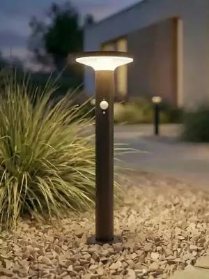 LED solární podlahová lampa PRIOS Kalen, černá, 50 cm, se senzorem Dokud Zásoby Vydrží