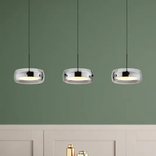 Super Cena LED závěsné světlo Livion, kouřově šedé/černé, sklo, 85 cm