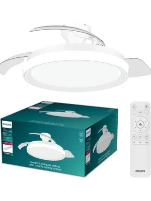 Hit Sezóny Stropní ventilátor Philips LED Bliss, lesklá bílá, DC, tichý
