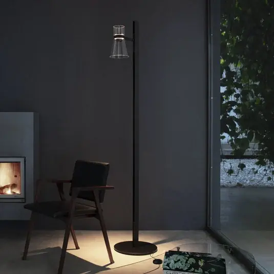 Ověřený LED stojací lampa Flos Nocturne F1 Cone, černá, 1 žárovka, 206 cm