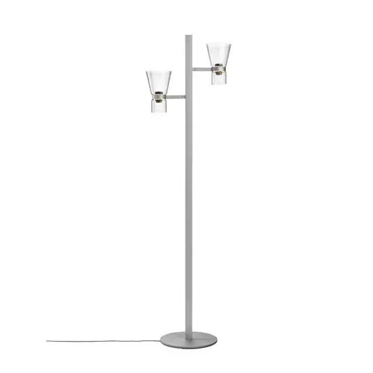 LED stojací lampa Flos Nocturne F2 Cone, stříbrná, 2ramenná, 206 cm Omezená Nabídka